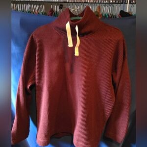 L.L. Bean Women's Burgundy Tunic with Cream Drawstring